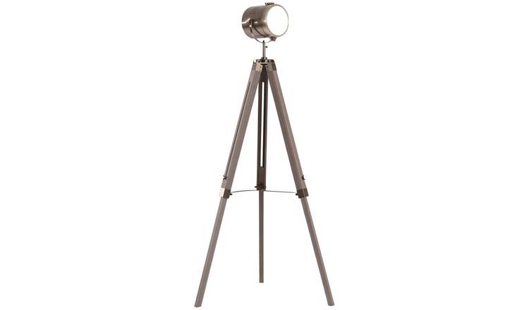 HOMCOM Industrial Tripod Floor Lamp with Adjustable Legs - Bronze