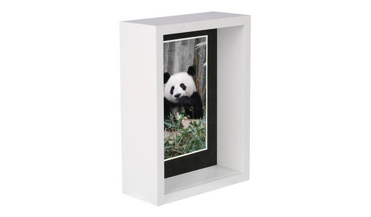 Nicola Spring 3D Deep Box Photo Frame - 5" x 7" with Mount - White