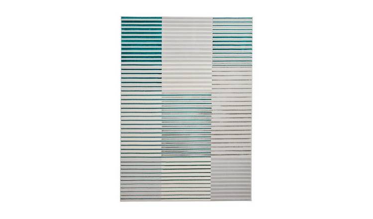 Mega Flooring Green Modern Striped Rug - 80 x 150cm