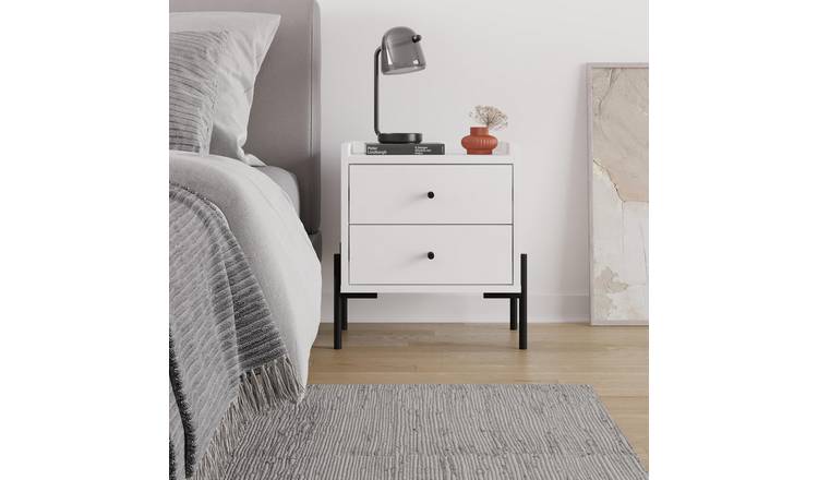 Decortie Malta Particleboard Bedside Table - White