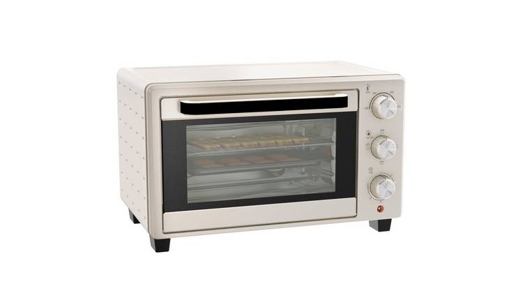 HOMCOM Mini Toaster Oven with Adjustable Temperature and Timer - Cream