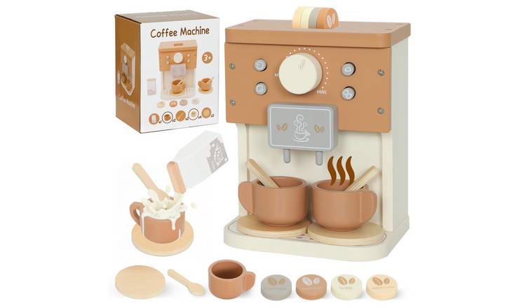 AIYAPLAY Toy Food Coffee Playset Kids Coffee Machine Toy - Brown