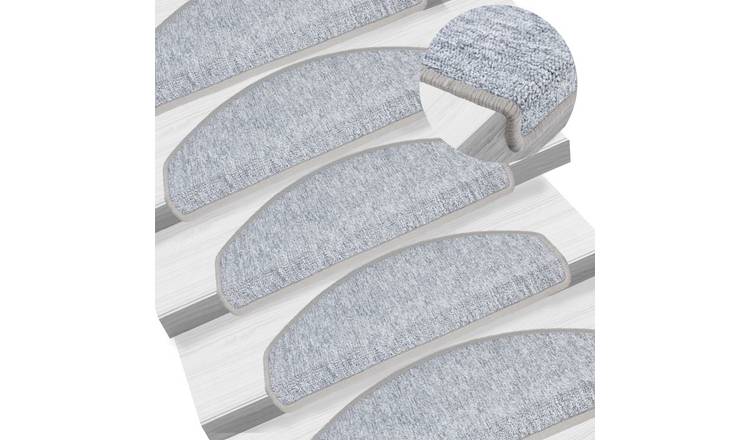 Walplus Pack of 15 Polypropylene Carpet Stair Treads - Light Grey - 65 x 24 cm