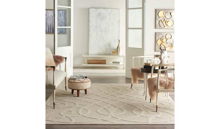 Mega Flooring White Modern Abstract Rug - 122 x 183cm