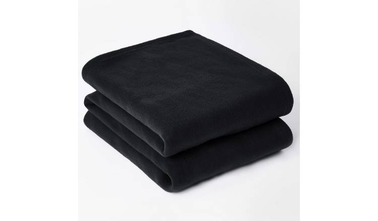 OHS Plain Fleece Blanket Throw 150 x 200cm - Black