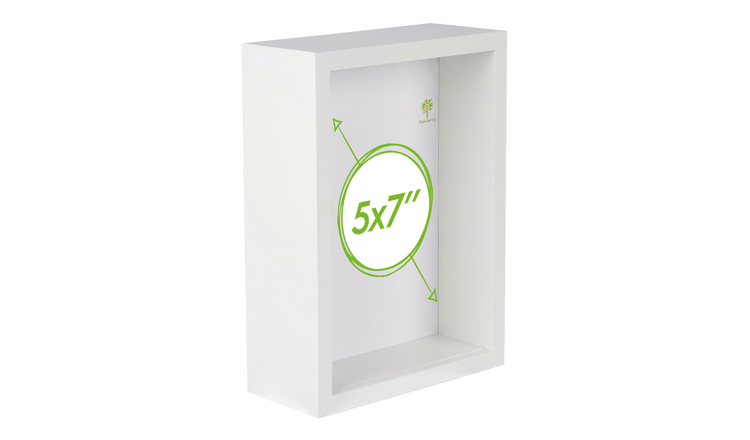 Nicola Spring 3D Deep Box Photo Frame - 5" x 7" - White