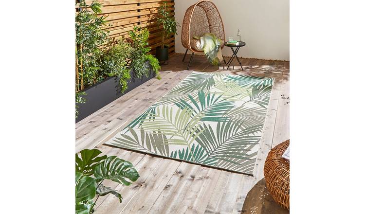 Mega Flooring Green Modern Nature Print Rug - 160 x 230cm