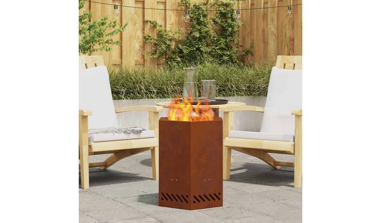 Walplus Hexagonal Steel Smokeless Fire Pit Weathering - Brown - 38 x 38 x 51 cm