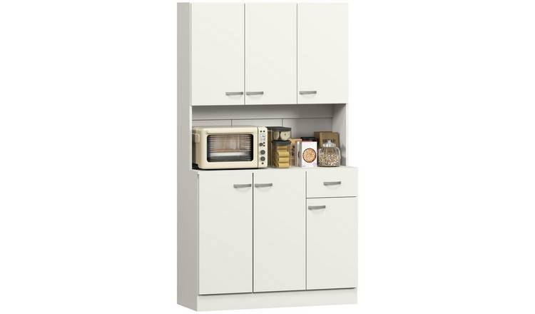 HOMCOM Adjustable Freestanding Kitchen Cupboard with 6 Doors - Cream