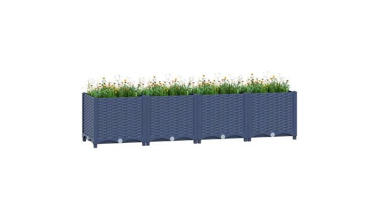 Walplus Polypropylene Raised Garden Bed - Blue Grey - 160 x 40 x 38 cm