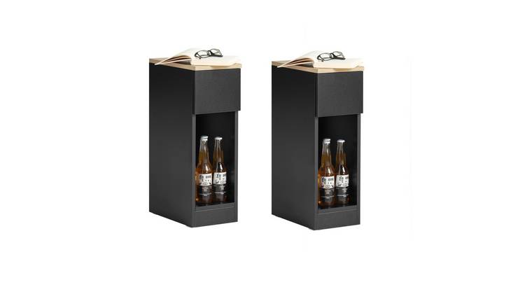 SoBuy Set of 2 1 Drawer 1 Tier Slim Bedside Table - Black