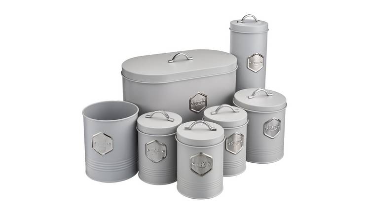 Cooks Professional 7 Piece Kitchen Cannister Storage Set - Grey/Silver