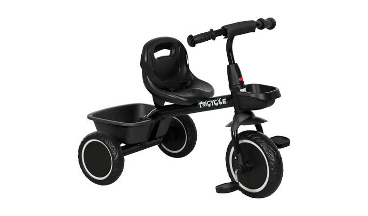 AIYAPLAY Adjustable Seat Pedal Front Rear Baskets Toddler Tricycle - Black
