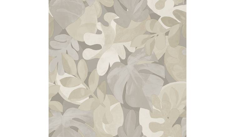 Grandeco Boutique Retro Leaf PVC-free Eco Wallpaper - Taupe