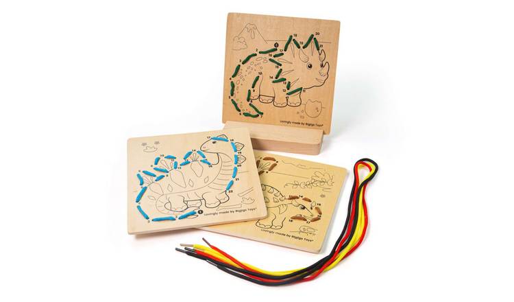 Bigjigs Toys Dinosaur Lacing by Numbers - 3 Years +