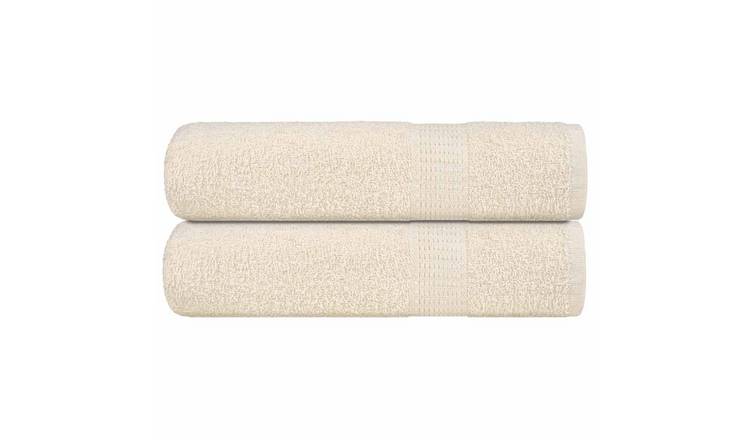 Walplus Pack of 2 Cotton Shower Towels - Cream - 70 x 140 cm