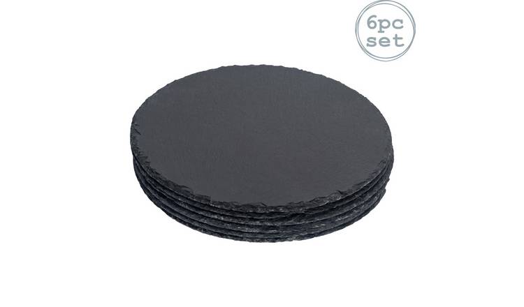 Argon Tableware Round Slate Serving Platters - Pack of 6