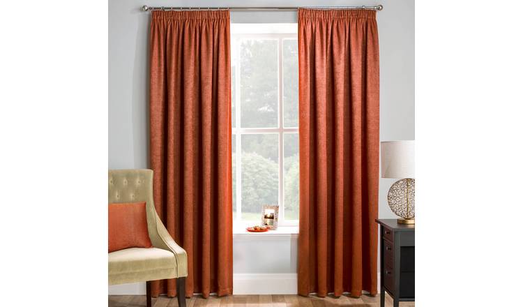 Enhanced Living Matrix Pencil Pleat Thermal Curtains - 117 x 137cm - Orange