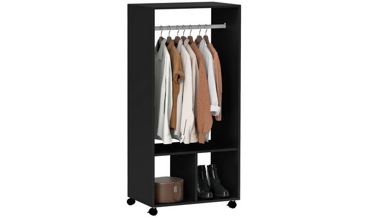 HOMCOM Open Wardrobe with Clothes Hanging Rail - Black