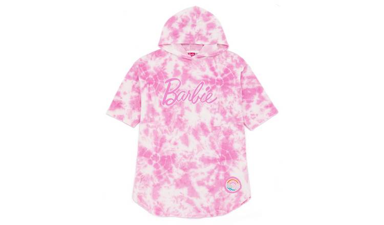Barbie Tie Dye Kids Girls Poncho Towel 7-10 Years - Pink