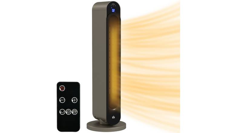 HOMCOM Electric Heater with Remote Control with Oscillation - Silver