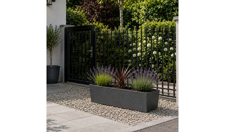 Fargro Home and Garden 10L Polystone Medium Window Box Planter Pot - Light Grey