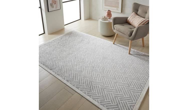 Mega Flooring Grey Modern Chequered Rug - 120 x 180cm