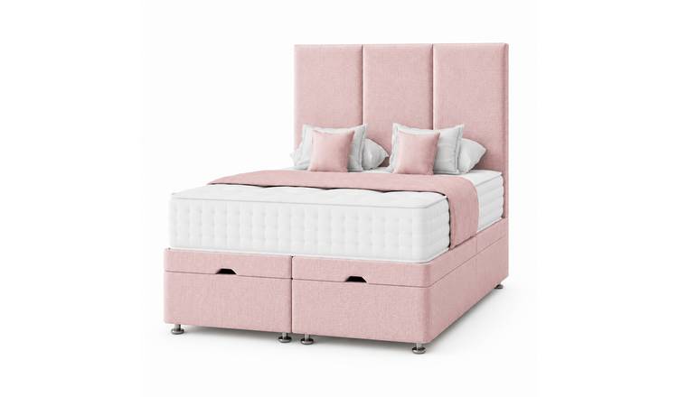 Comfy Deluxe King End‑lift Ottoman Plush Storage Bed Set - Pink