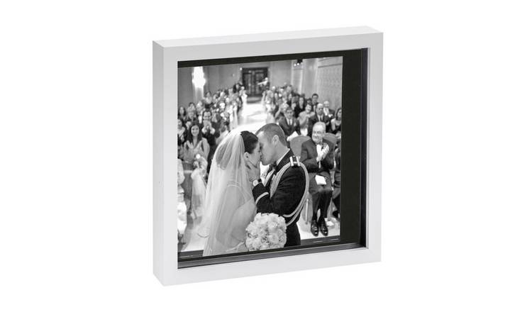 Nicola Spring 3D Box Photo Frame - 10 x 10" with Mount - White