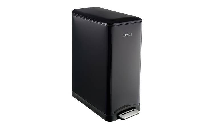Cooks Professional 50L Slimline Pedal Recycling Bin Dual Compartment - Black