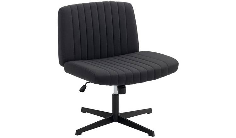HOMCOM Linen Fabric Criss Cross Office Chair with Thick Padding - Black
