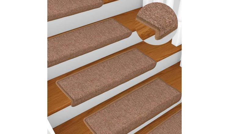 Walplus Pack of 15 Rectangular Needle-Punched Stair Mats - Brown - 65 x 21 cm