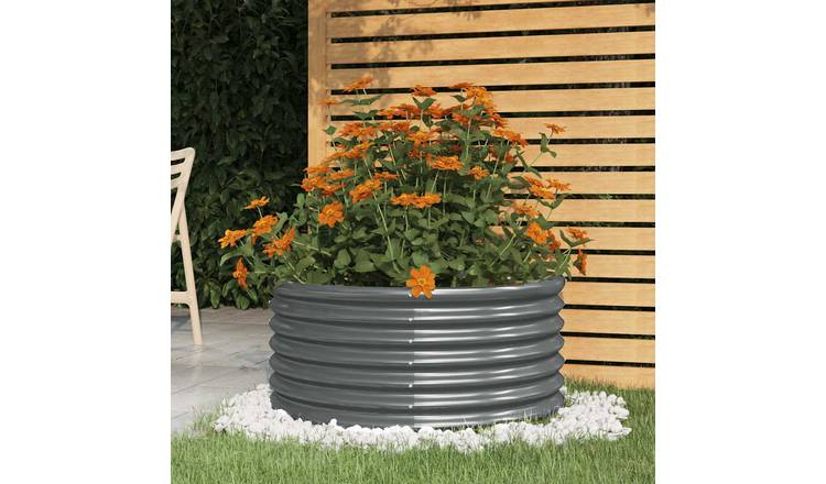 Walplus Galvanised Steel Garden Planter - Anthracite - 80 x 36 cm