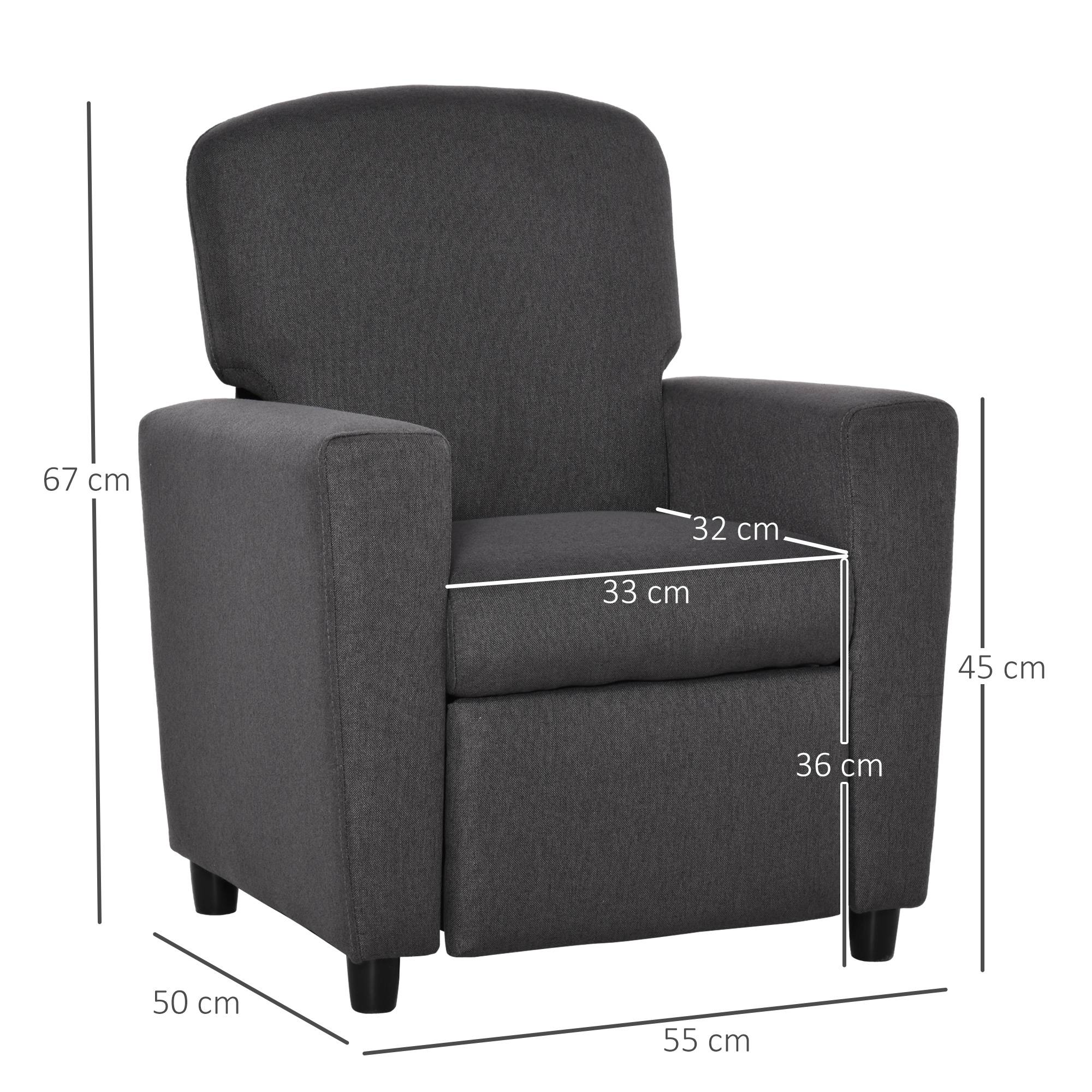 HOMCOM Single Seat Reclining Kids Armchair with Footrest - Grey - Image 7