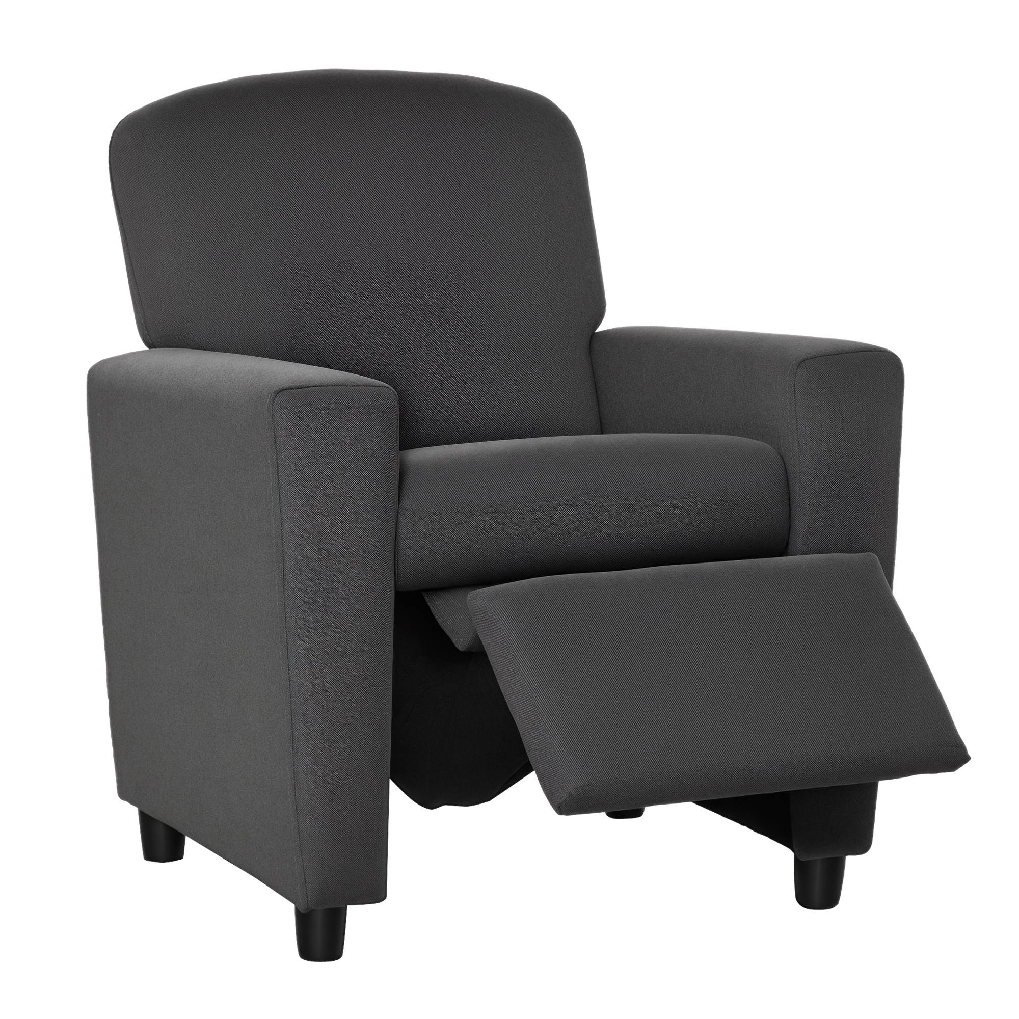 HOMCOM Single Seat Reclining Kids Armchair with Footrest - Grey - Image 1