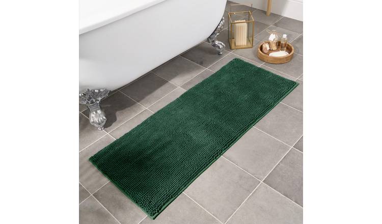 OHS Chenille Style Bath Mat Runner - 45 x 110cm - Forest Green