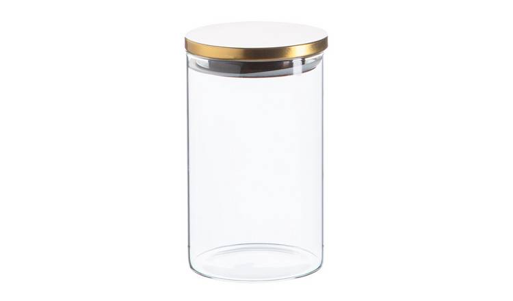 Argon Tableware Scandi Storage Jar with Metallic Lid - Gold
