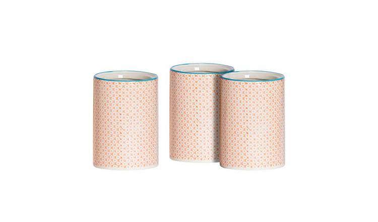 Nicola Spring Hand-Printed Kitchen Utensil Holders - Orange - Pack of 3