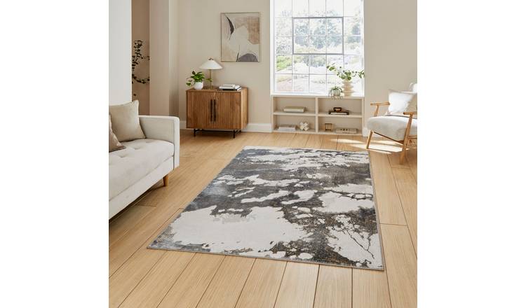 Mega Flooring Silver Modern Abstract Rug - 80 x 150cm
