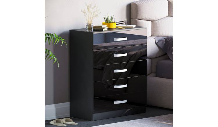 Vida Designs Hulio 5 Drawer Chest - Black