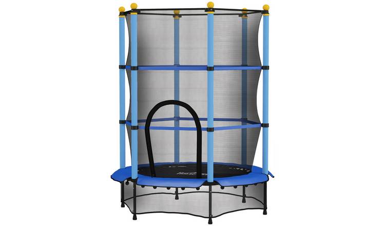 HOMCOM Steel Indoor Outdoor Kids Trampoline with Enclosure Net - Blue