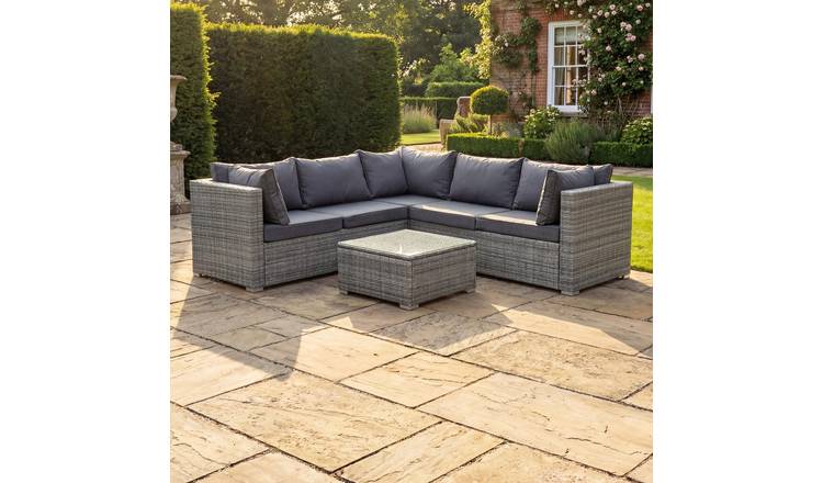 Artemis Home Oliena 5 Seat Modular Rattan L-Shaped Corner Furniture - Grey