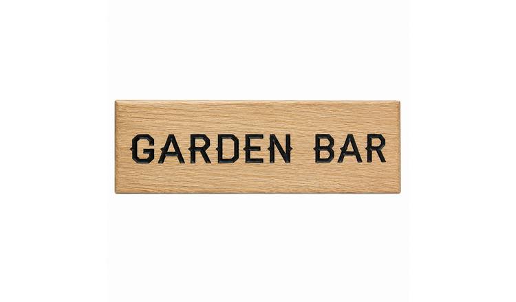 Peak Heritage Engraved Oak Sign - L30cm - Garden Bar