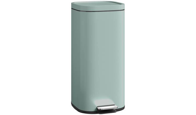HOMCOM 30L Fingerprint-Resistant Kitchen Pedal Bin with Inner Bucket- Green