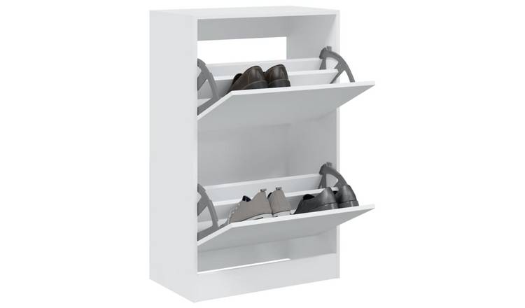 Walplus Engineered Wood Shoe Cabinet - White - 60 x 34 x 96.5 cm