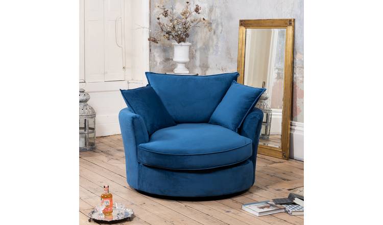 Artemis Home Havana Velvet Swivel Base Cuddle Chair - Blue