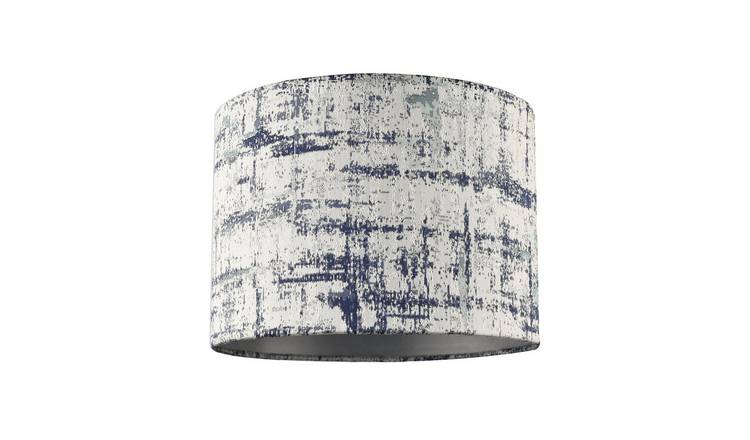 Happy Homewares Navy Blue and Silver Camouflage Jacquard Lampshade - 25cm