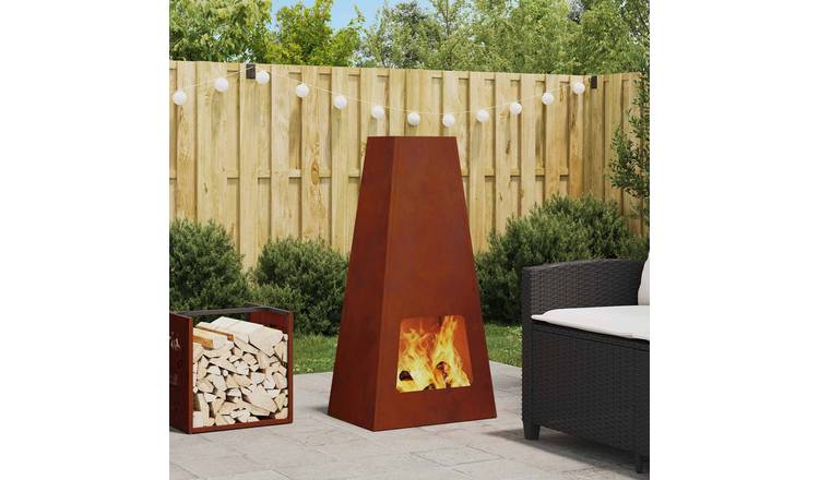 Walplus Steel Fire Pit Weathering - Brown - 50 x 35 x 100 cm