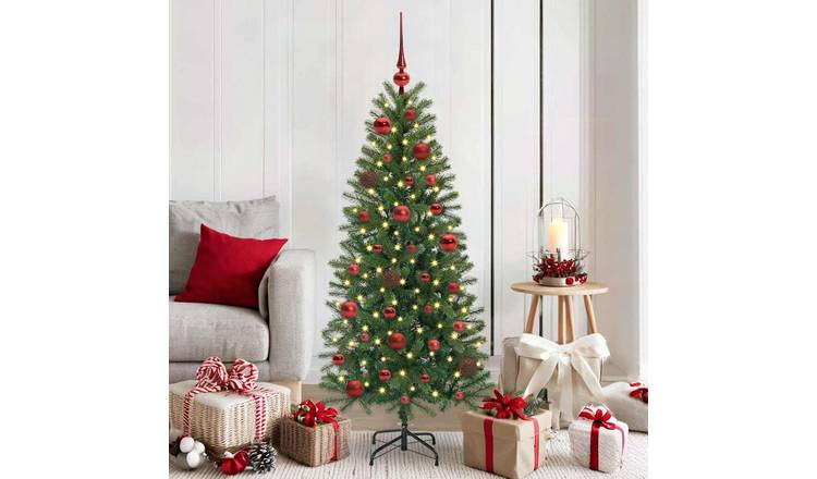 Walplus Pack of 61 Christmas Bauble Set with 150 LEDs - Red - 6 x 6 x 27 cm