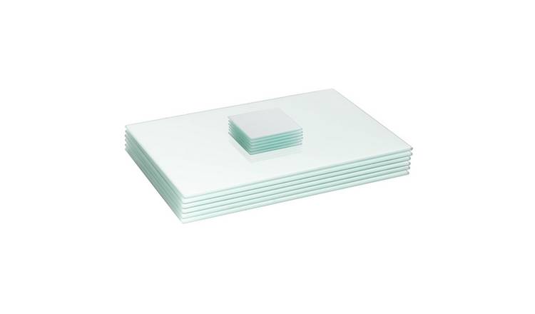 Harbour Housewares White Glass Placemats & Coasters - Set of 12 - 40 x 30cm
